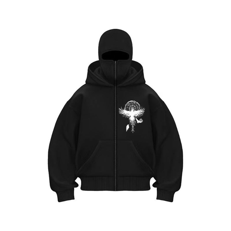 Gothic Zippered Hooded Sweatshirt For Men
