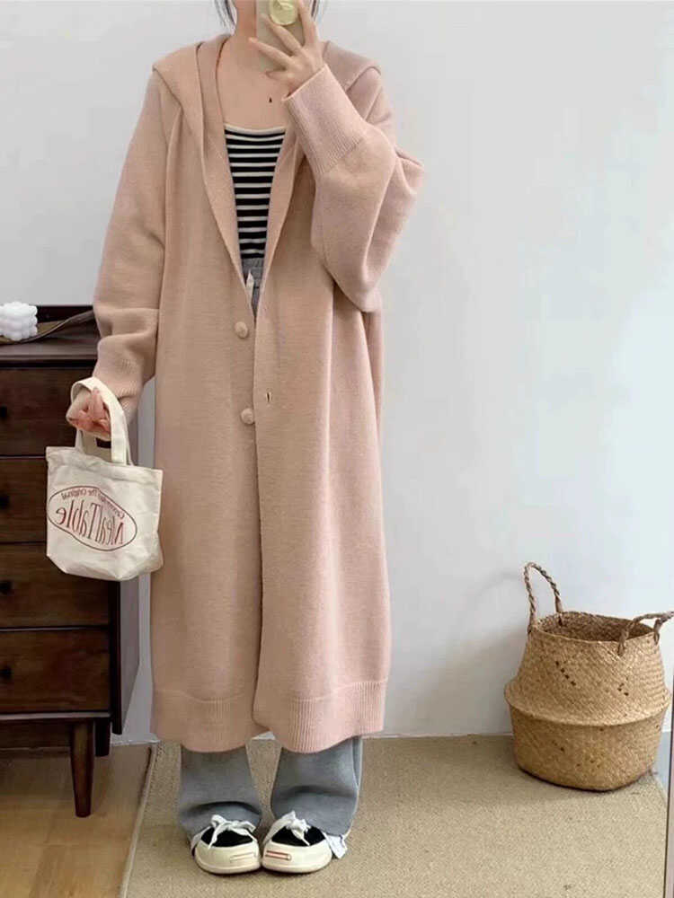 Over-the-knee Knitted Cardigan Women's Coat