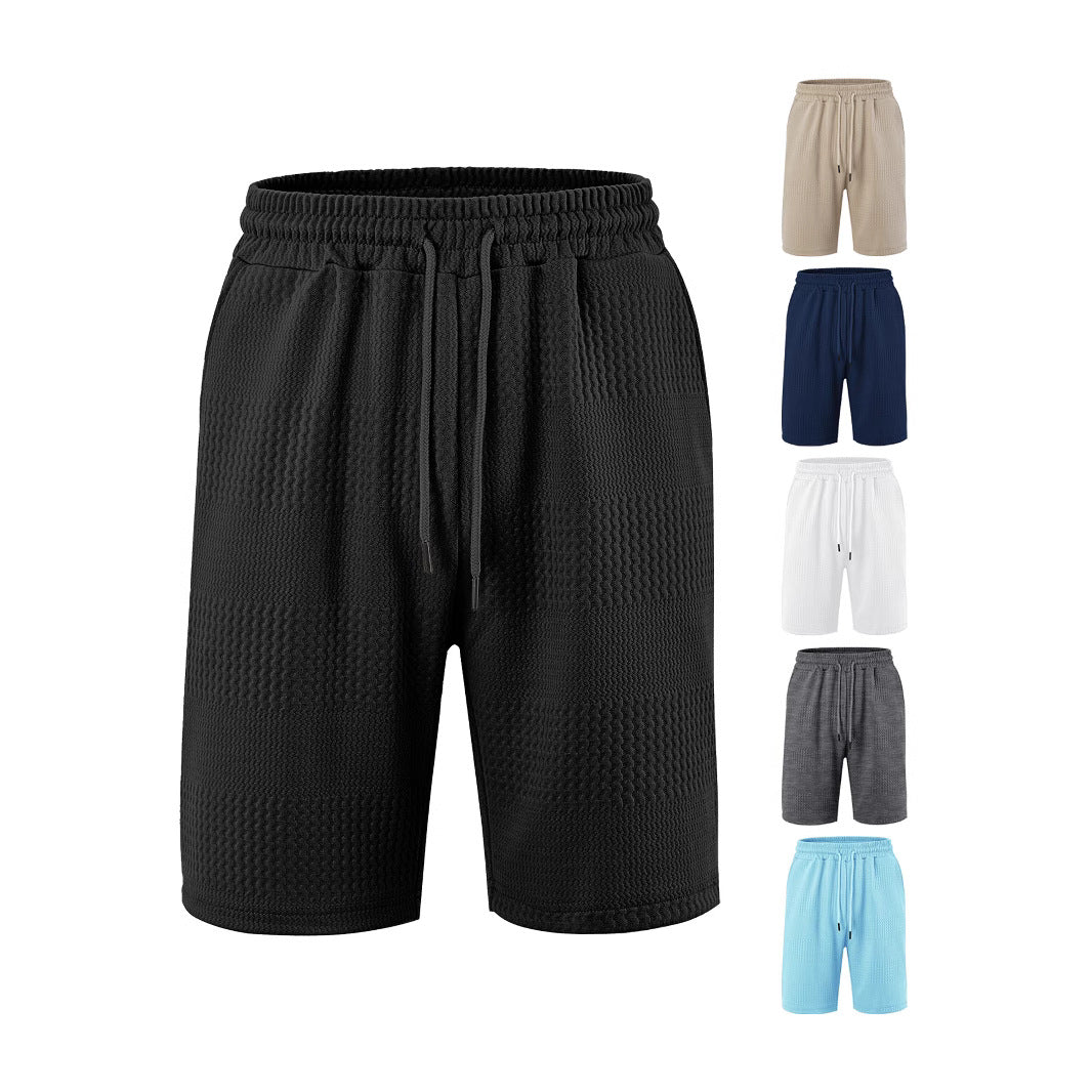 Loose Large Horizontal Stripe Jacquard Fabric Men's Casual Shorts