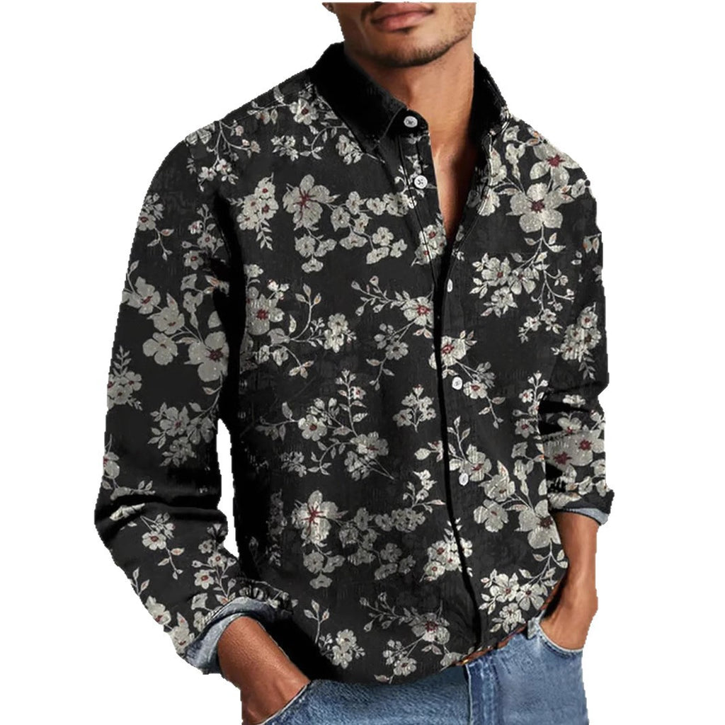 Retro Casual Printed Long Sleeve Men's Shirt