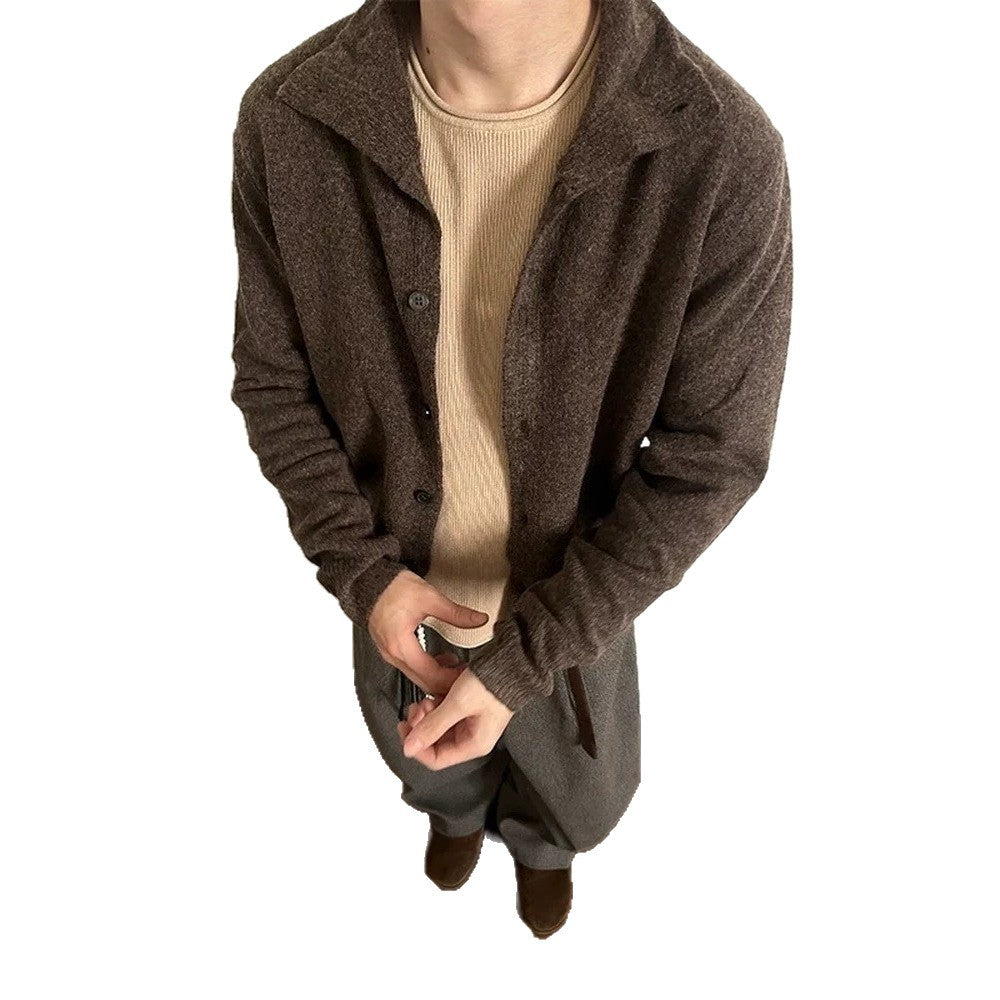 Retro Loose Casual Solid-color Cardigan Sweater