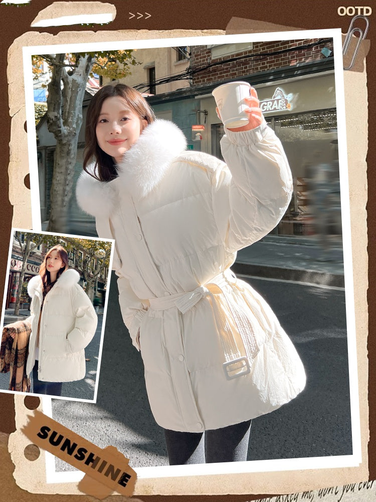Women's Mid-length Fox Fur Collar Down Jacket