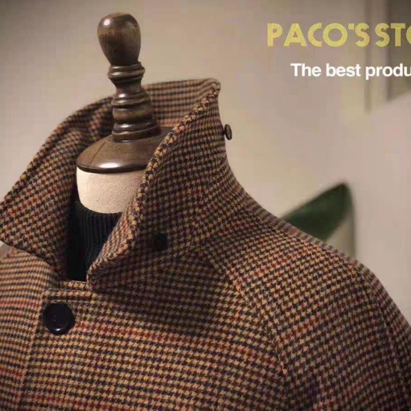 Coat Retro Gentleman Men's Clothing Wool Overcoat