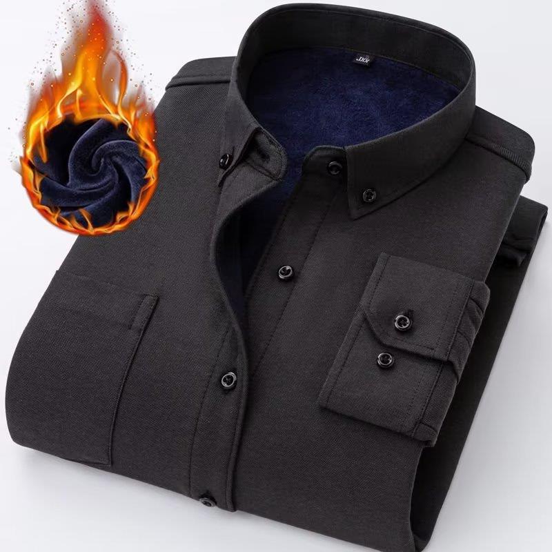 Oxford Flannel Long-sleeve Casual Brushed Fleece-lined Thick Warm Shirt