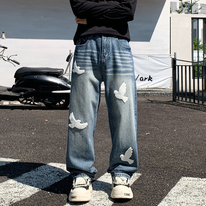 Autumn American Trendy Brand Slightly Loose Straight-leg Jeans For Men