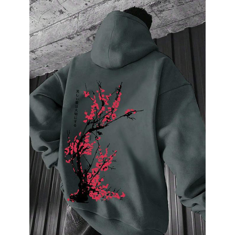 Men's Casual Printed Top Loose-fitting Hooded Sweatshirt