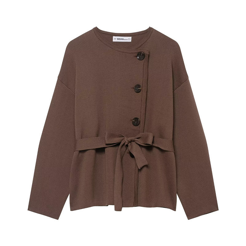 Women's Belted Knit Short Coat