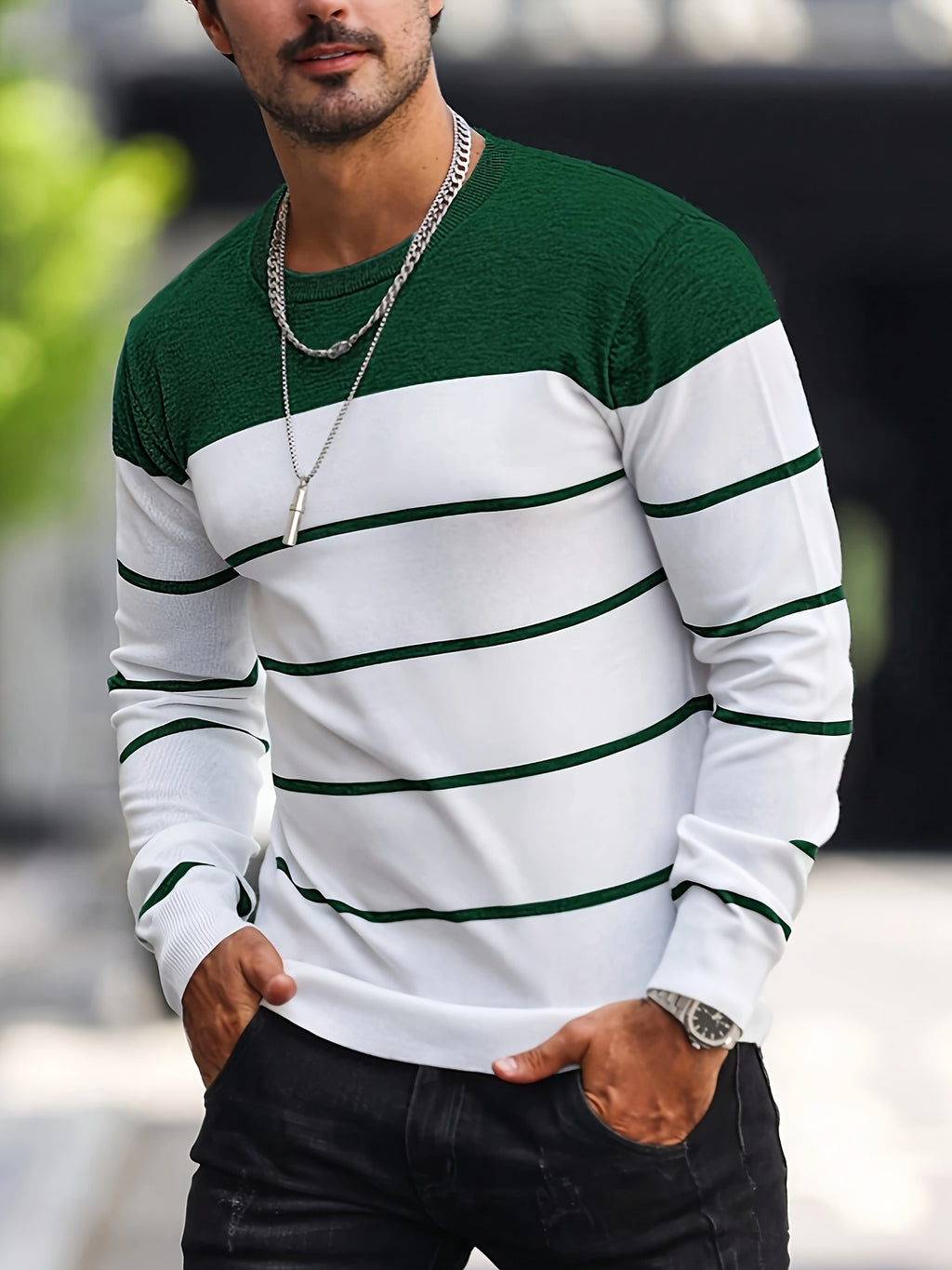 Men's Knitted Fashion Crew Casual Sweatshirt