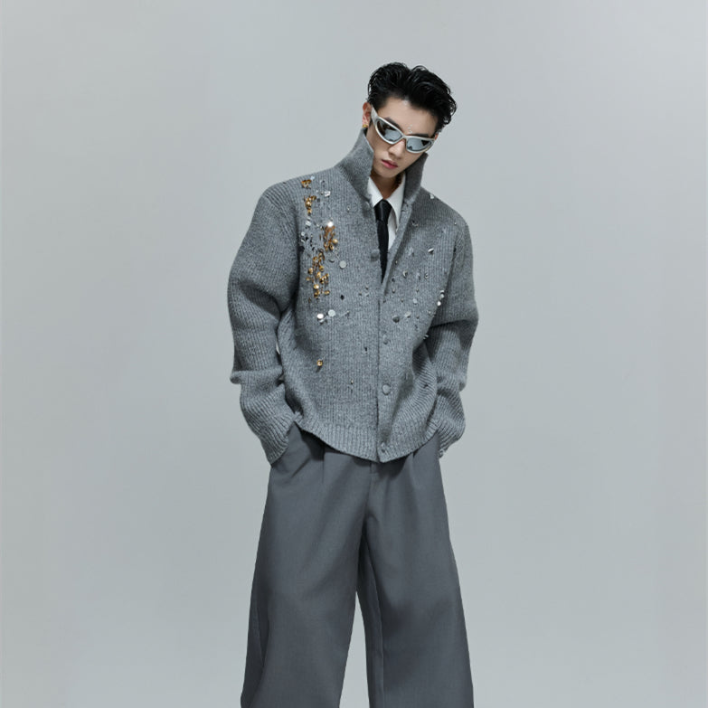 Niche Liquid Metal Design High Street Sense Padded Shoulder Coat Men And Women Short Lapel Ruan Shuai Loose Jacket Fashion Brand