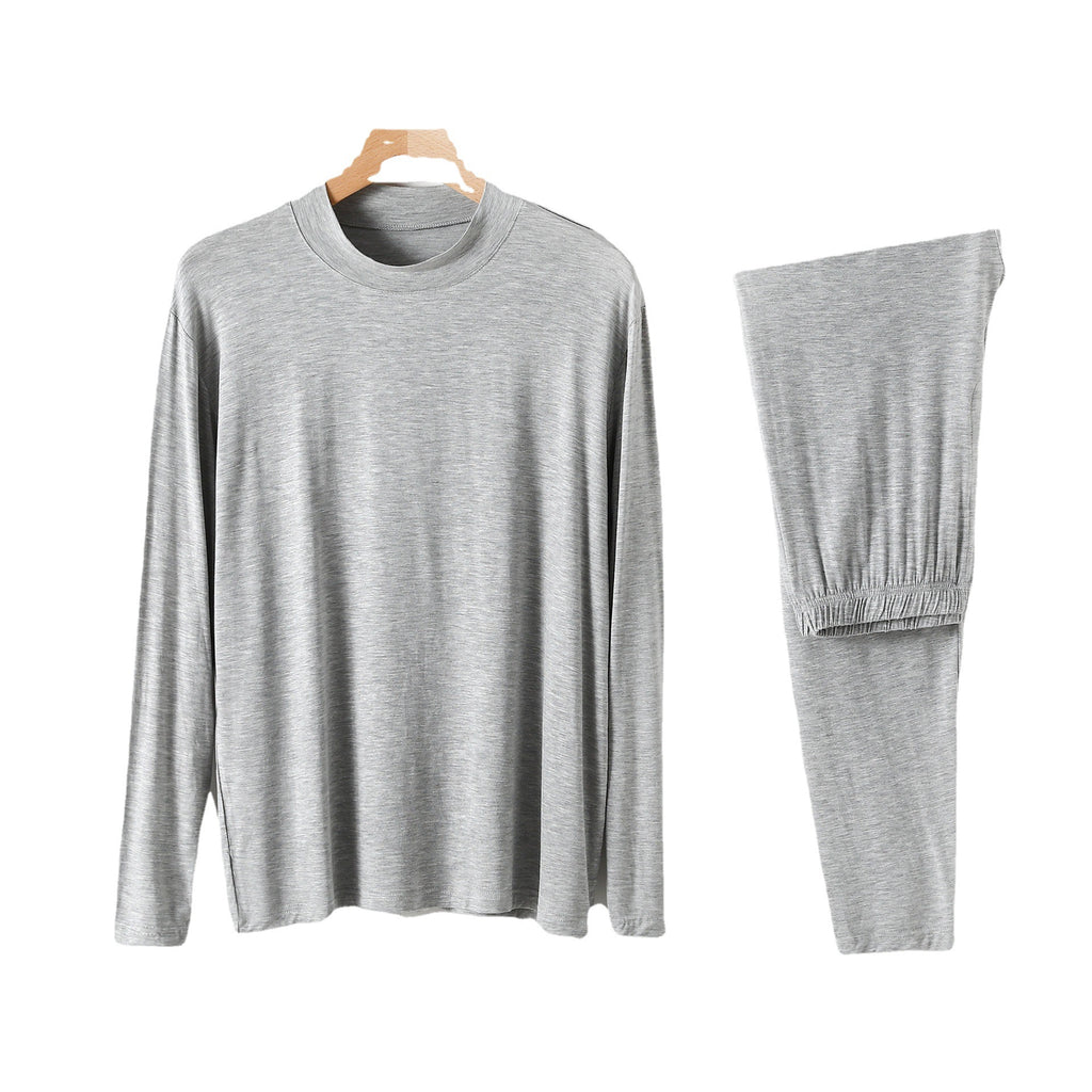 Semi-high Neck Long Sleeve And Long Pants Underwear Set, Comfortable And Smooth Pajama Two-piece Set