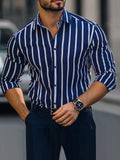 Striped Printed Casual Four-way Stretch Long Sleeve Shirt For Men