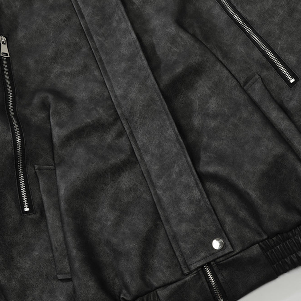 Men's FallWinter Loose Casual Leather Clothing Coat