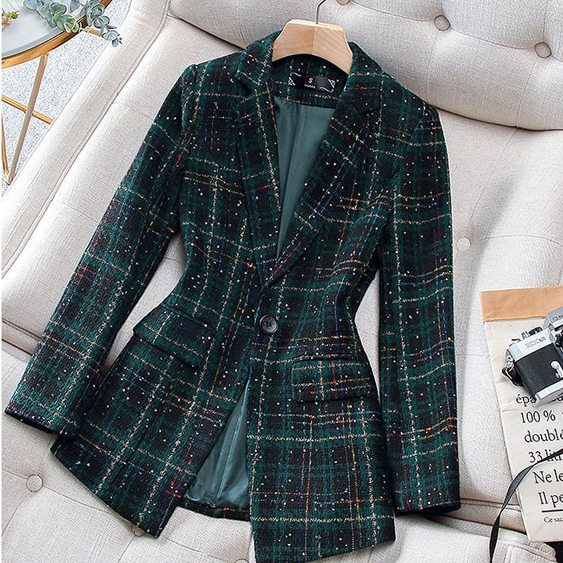 Plaid Girl's Small Suit Women's Long-sleeved Suit Jacket
