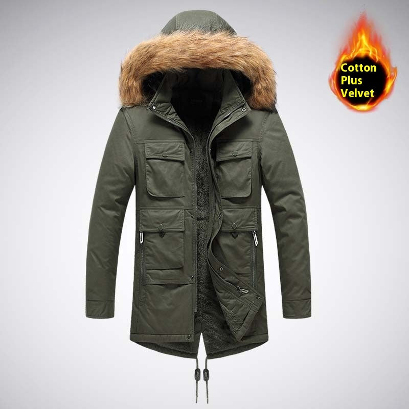 Autumn And Winter Jacket Men's Velvet Thermal And Thickening Cotton-padded Coat