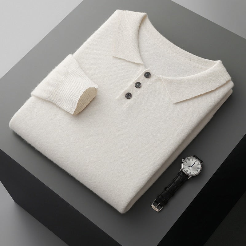 Cashmere Sweater Men's Lapel Pullover T-shirt