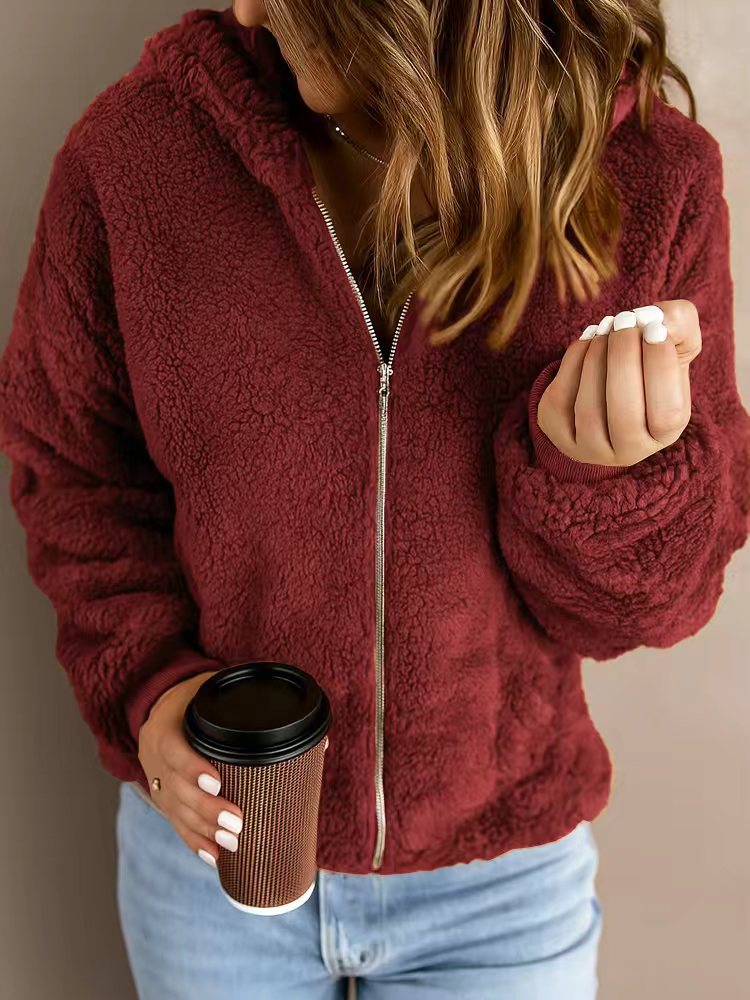 Women's Casual Hooded Long Sleeve Pullover Plush Coat