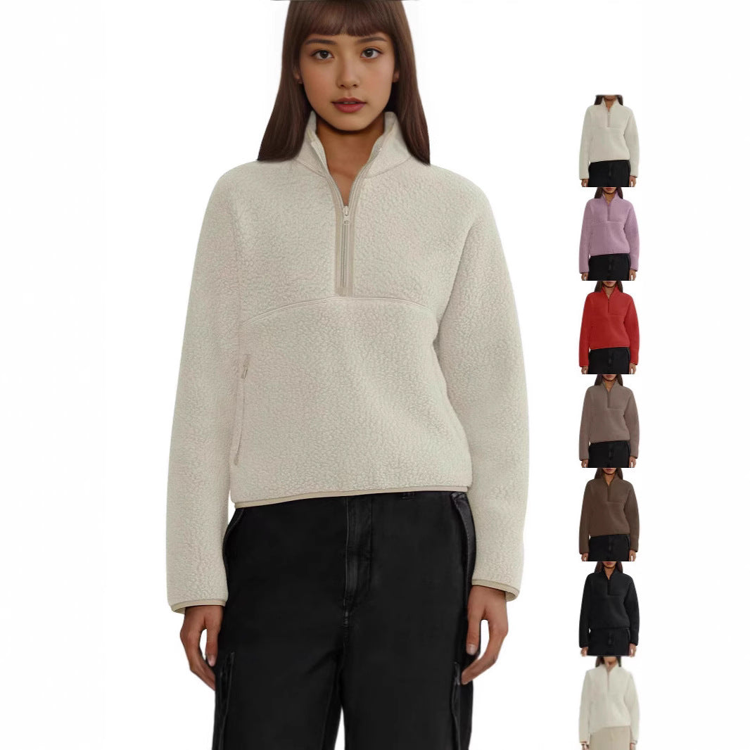 Casual Women's Top Half-zip Loose Sweatshirt