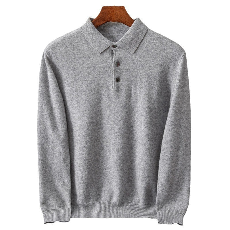 Machine Washable Autumn And Winter Men's Wool Sweater Loose Turn-down Collar