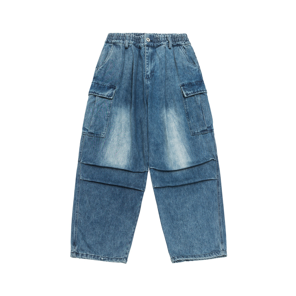 Season New Washed Fried Flower Denim Trousers