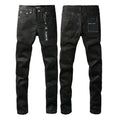 Foreign Trade Trend New Purple Black Slim Fit Button Jeans