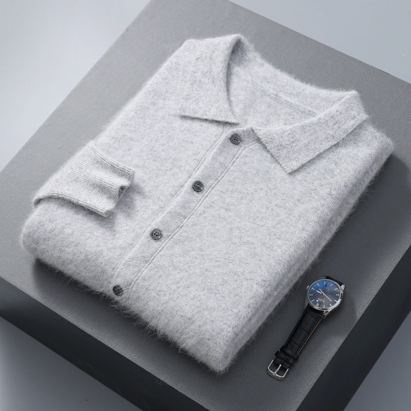 Solid-color Button-down POLO-collar Loose-fit Shirt-collar Jacket Top