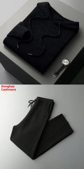 Seamless Hoodie Pure Wool Men's Knitted Pants With Drawstring Two-piece Set