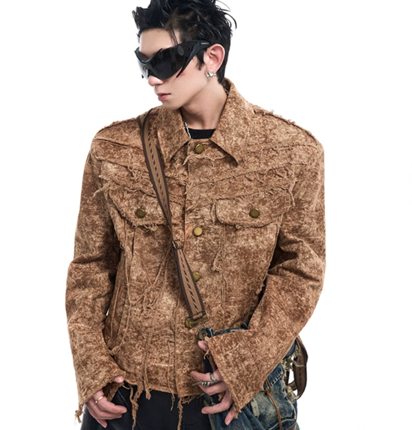 Desert Waste Soil Wind Rough Edge Damage Denim Coat