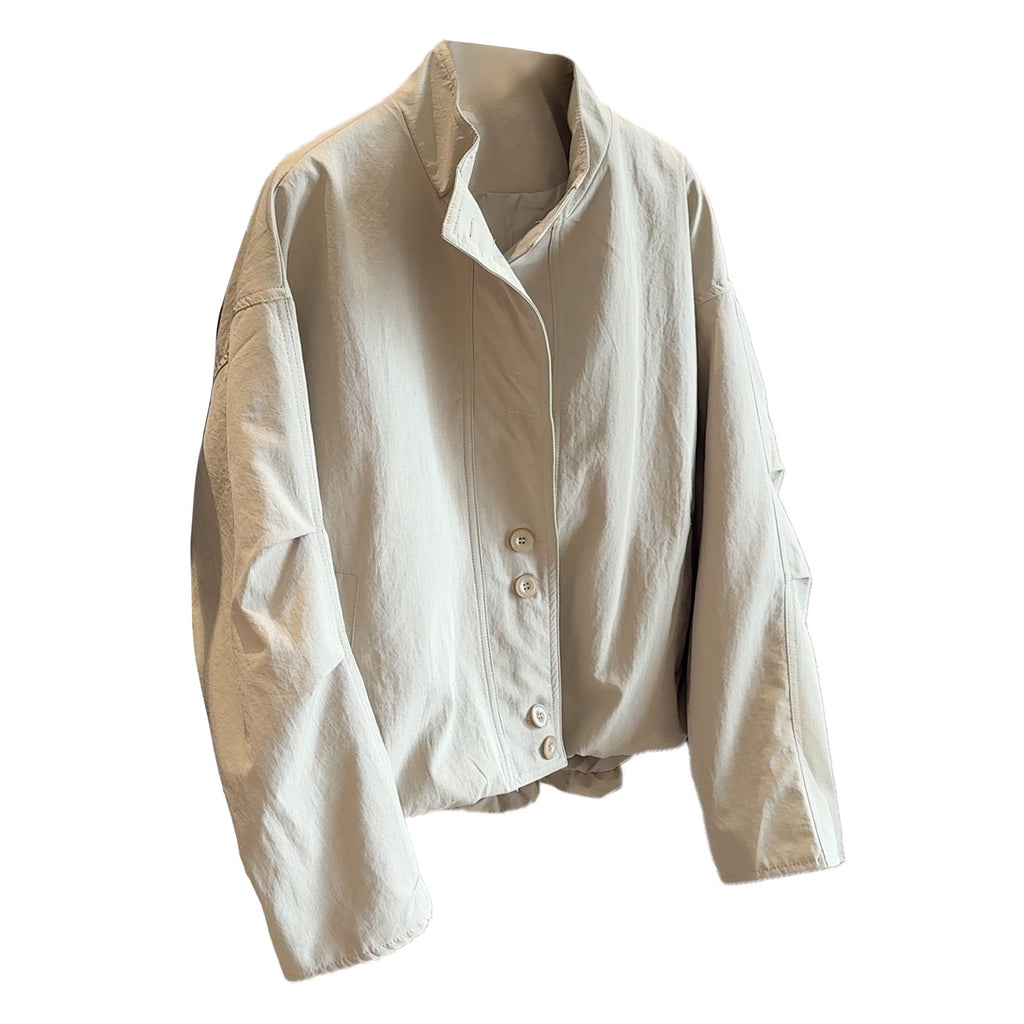 Korean-style Loose Workwear Jacket With Stand-up Collar For Men