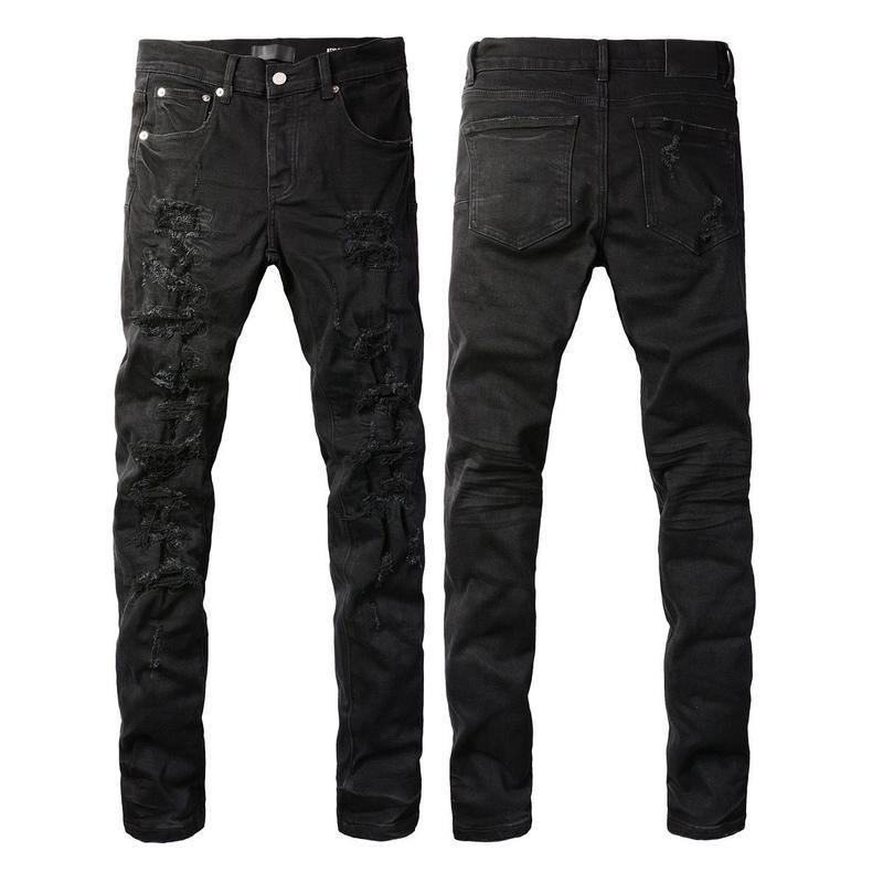 Foreign Trade Trend New Purple Black Slim Fit Button Jeans