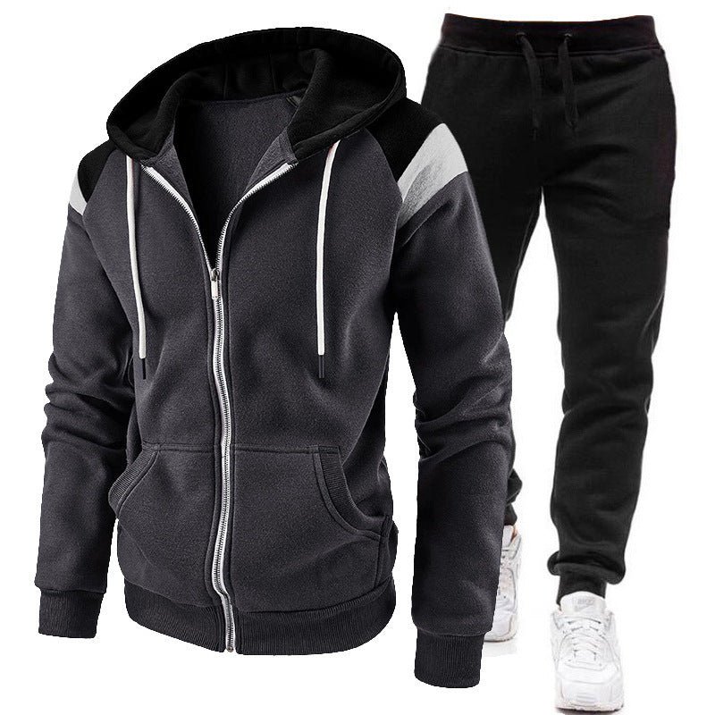 Men's Fashion Zip-up Hoodie Sweatshirt Set