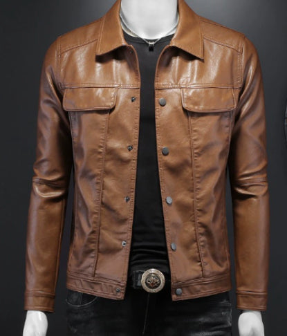 Male Premium Leather Utility Jacket