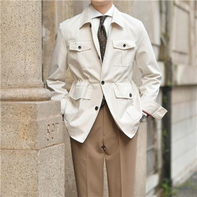Casual Workwear Jacket Pu Handsome Lapel Retro Easy Matching Coat
