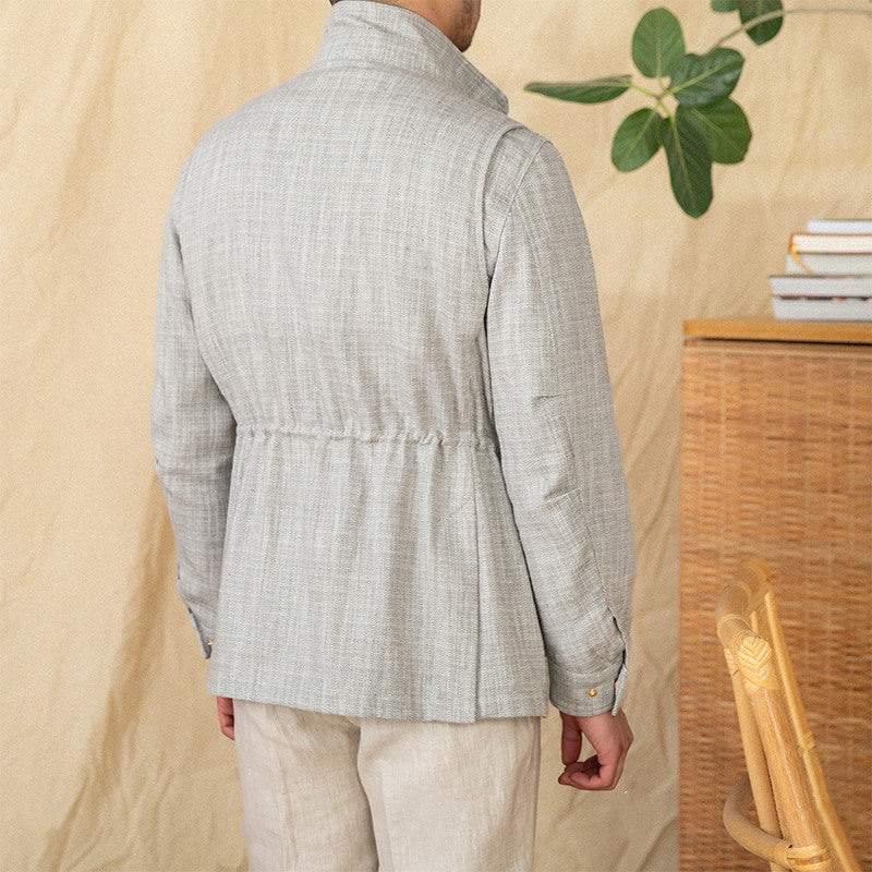 Cotton And Linen Stand-up Collar Cinched M65 Safari Jacket Jacket