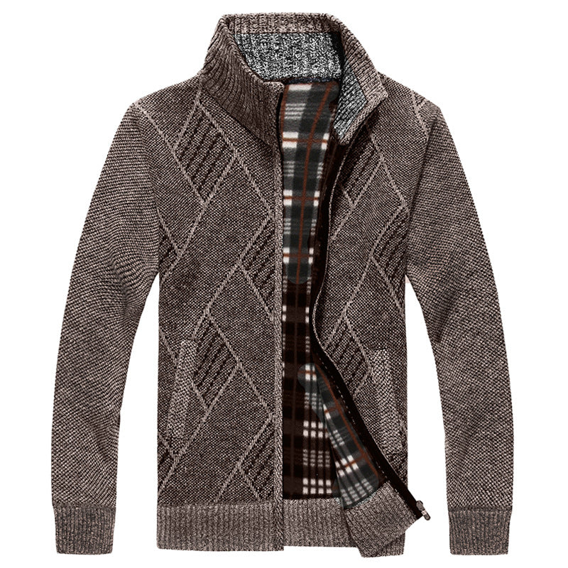 Fashion Men's Sweater Stand Collar Zipper Cardigan Outerwear