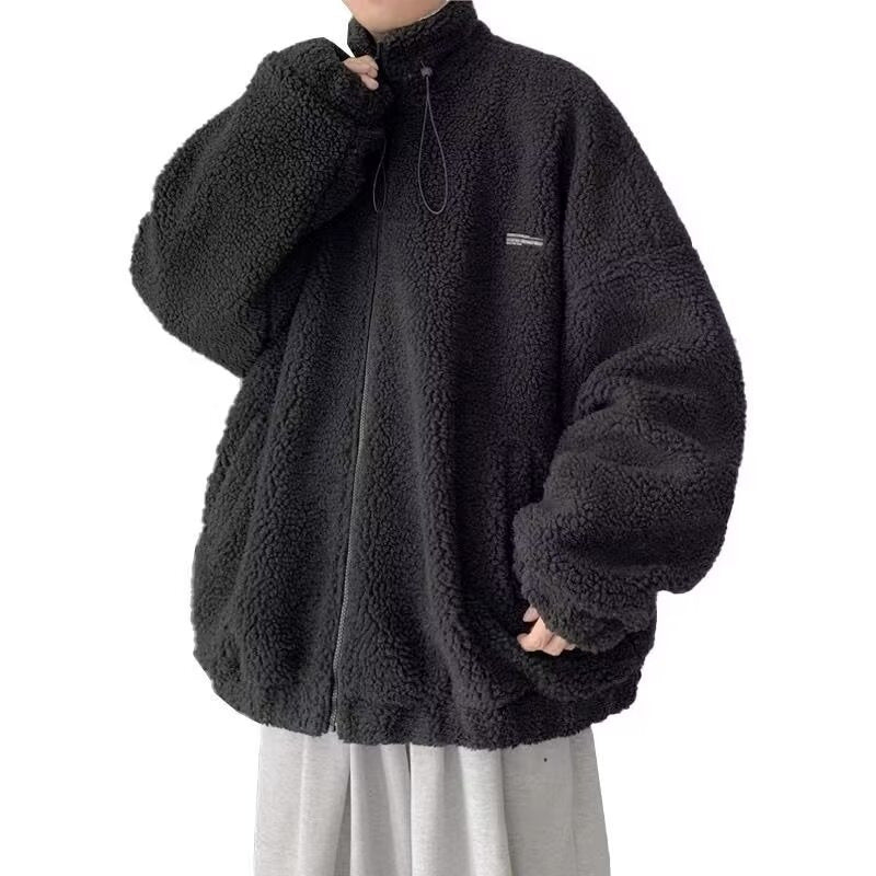 Men's Autumn And Winter Loose Casual Cotton-padded Clothes Fleece-lined Thickening Stand Collar Clothes