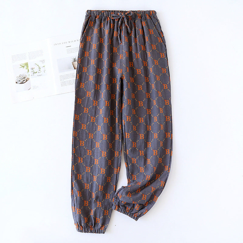Vintage Jacquard Cotton Men's Yarn-dyed Pajama Pants