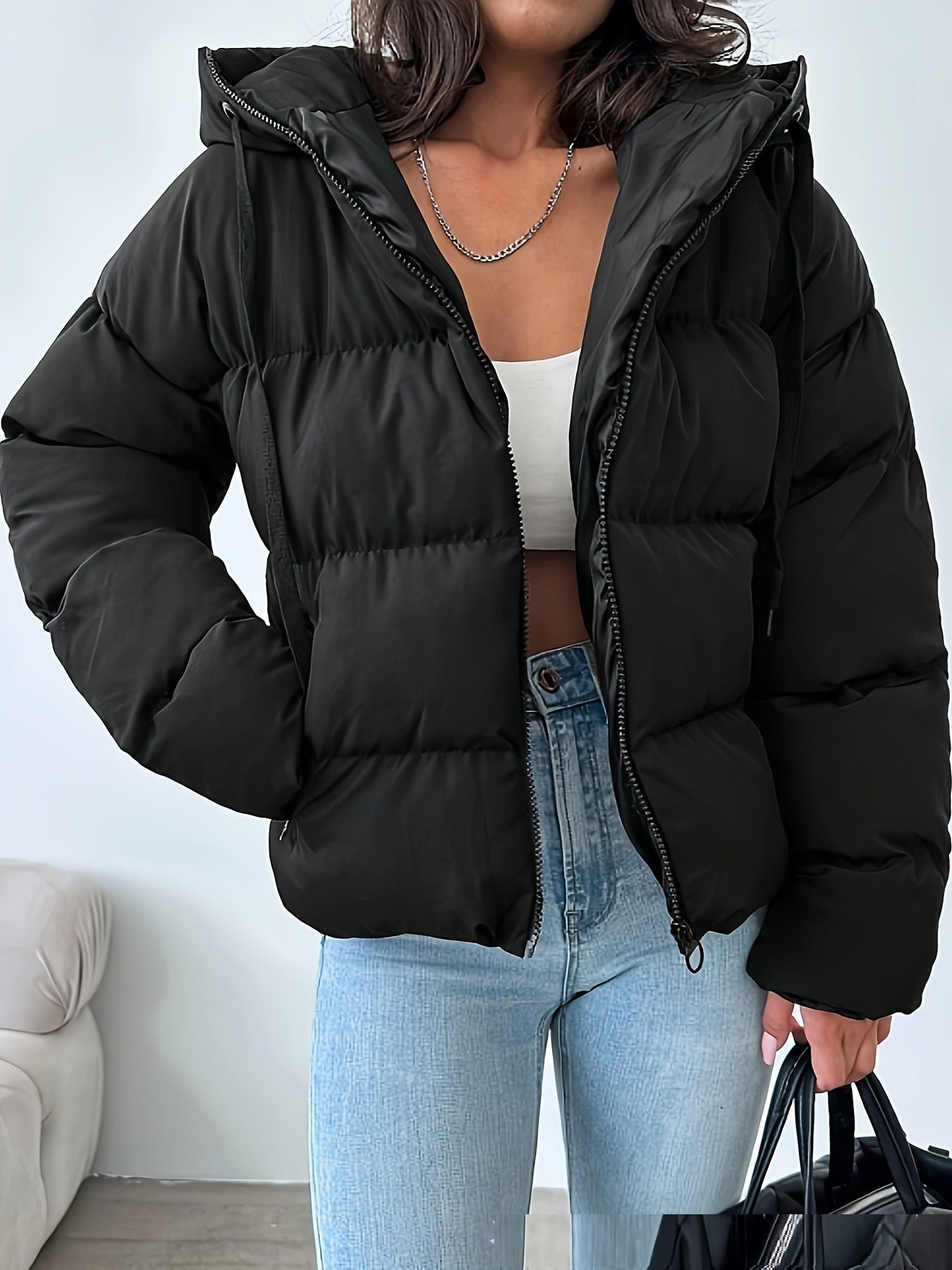 Women's Short Korean-style Loose Oversized Thick Warm Hooded Puffer Jacket