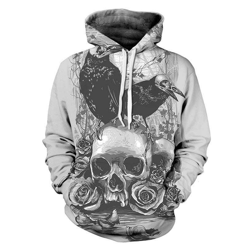 Halloween Skull Digital Print Hoodie