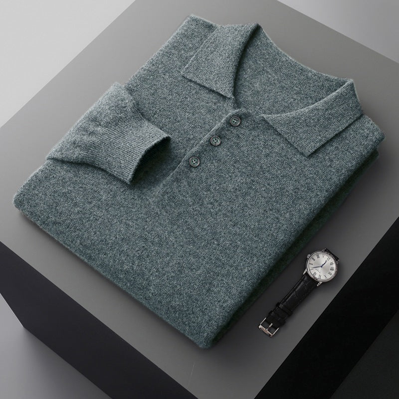 Cashmere Sweater Men's Lapel Pullover T-shirt