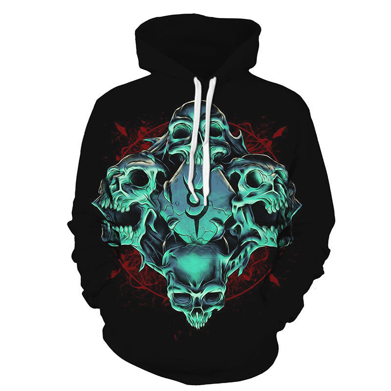 Halloween Skull Digital Print Hoodie