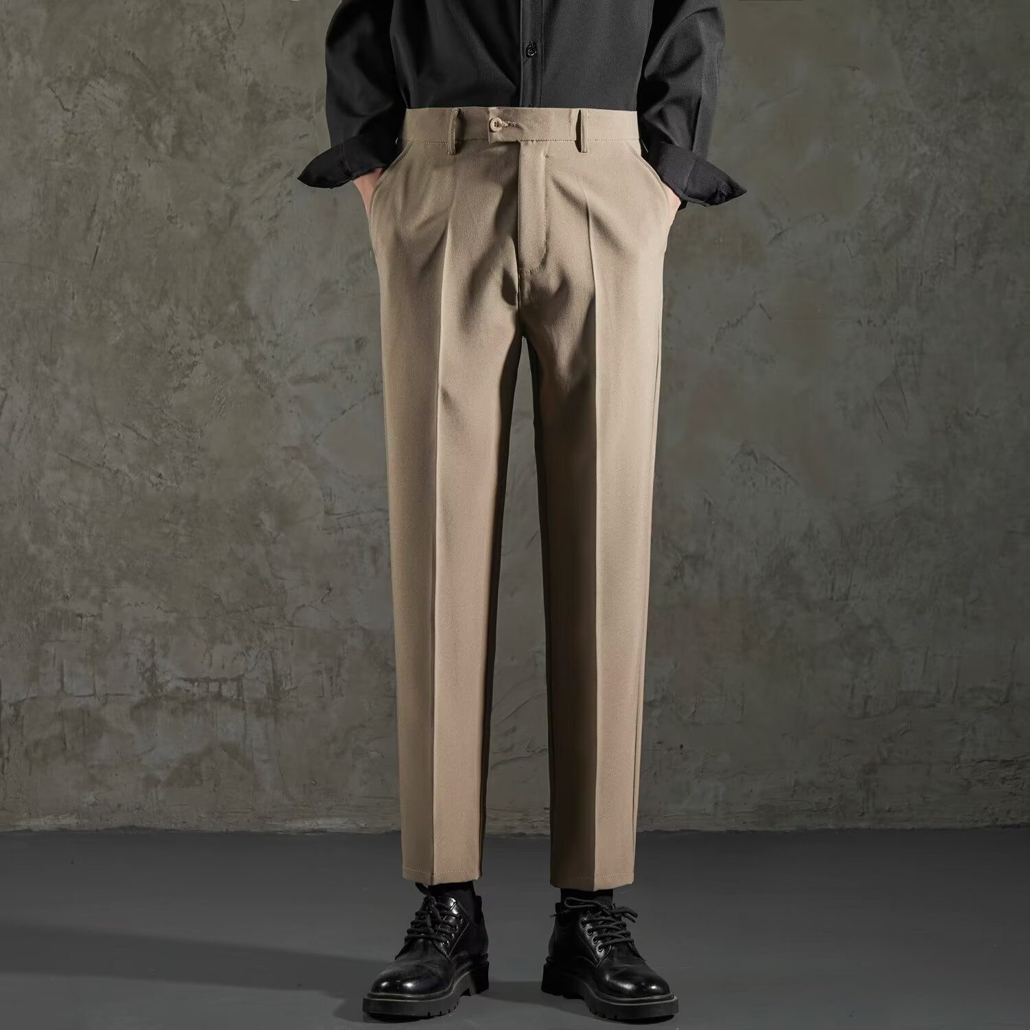 Draping Skinny Casual Slim Fit Straight All-matching Thick Small Suit Pants
