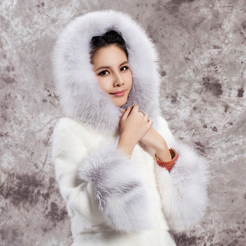 Rabbit Fur All-matching Warm Long-sleeved Coat Women's Clothing