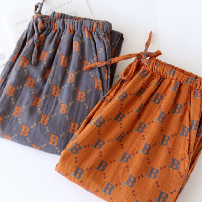 Vintage Jacquard Cotton Men's Yarn-dyed Pajama Pants