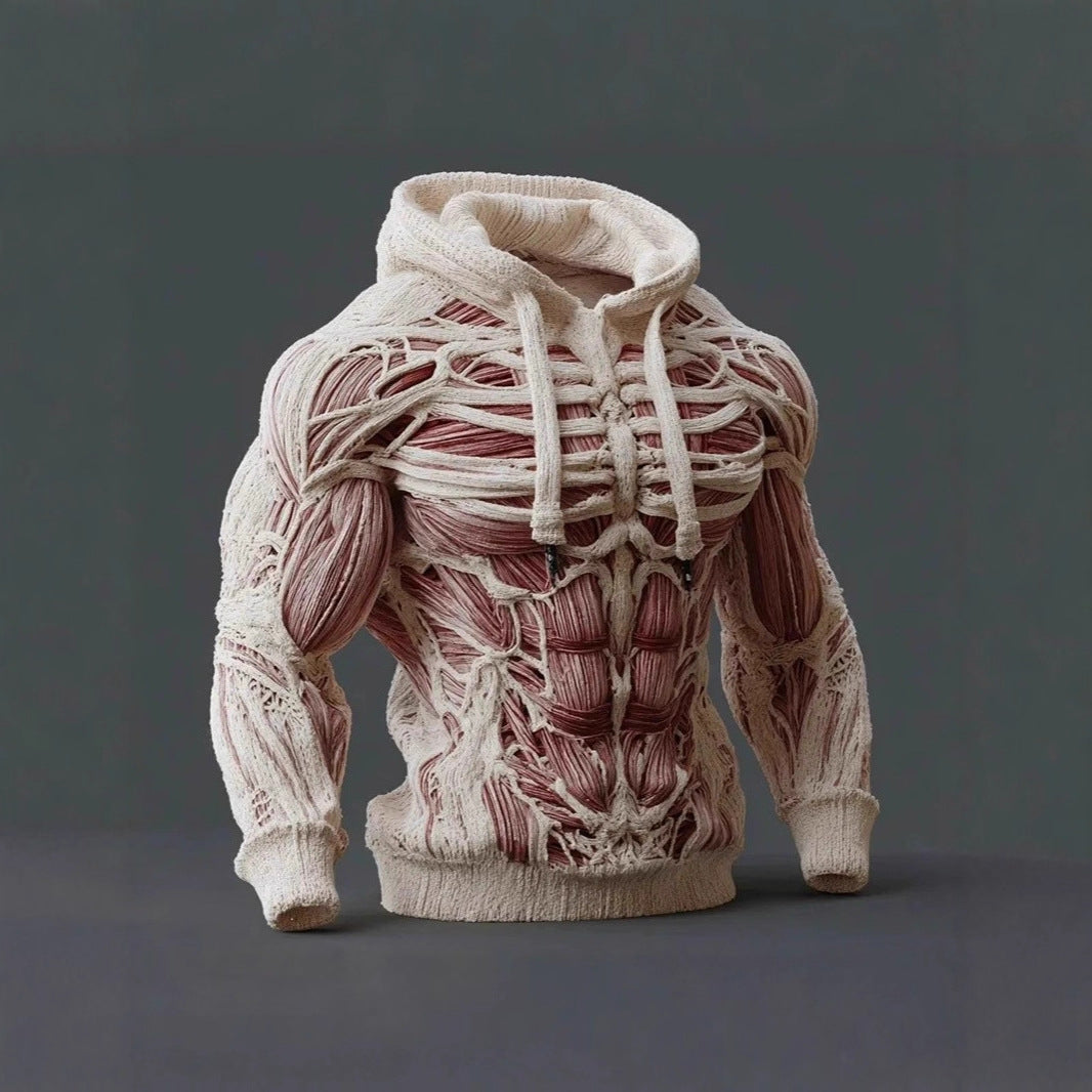 Simple Digital Print Long Sleeve Men's Hooded Sweatshirt