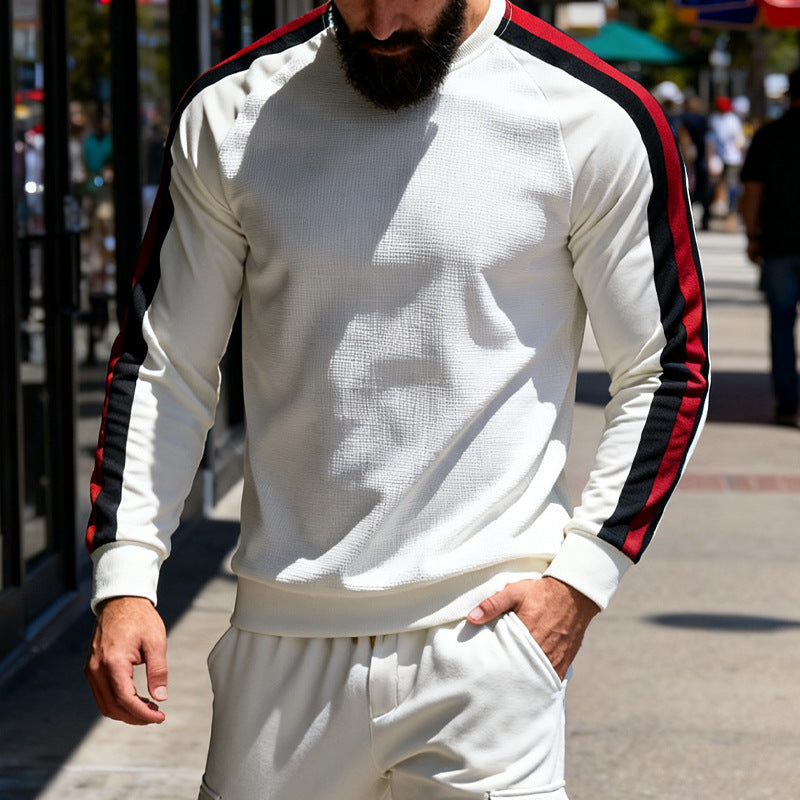 Long Sleeve Striped Base Hoodie For Men