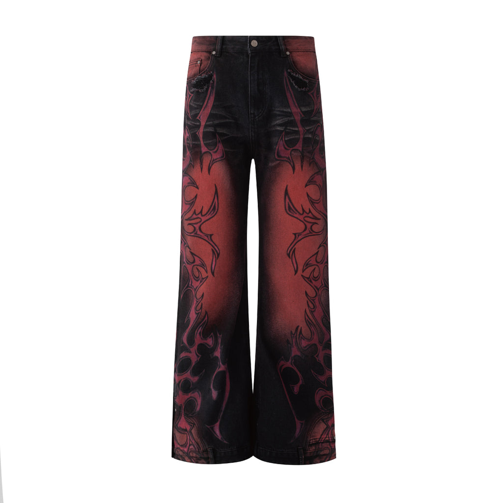 European And American Retro American Style Loose Printed Straight Trend Pants