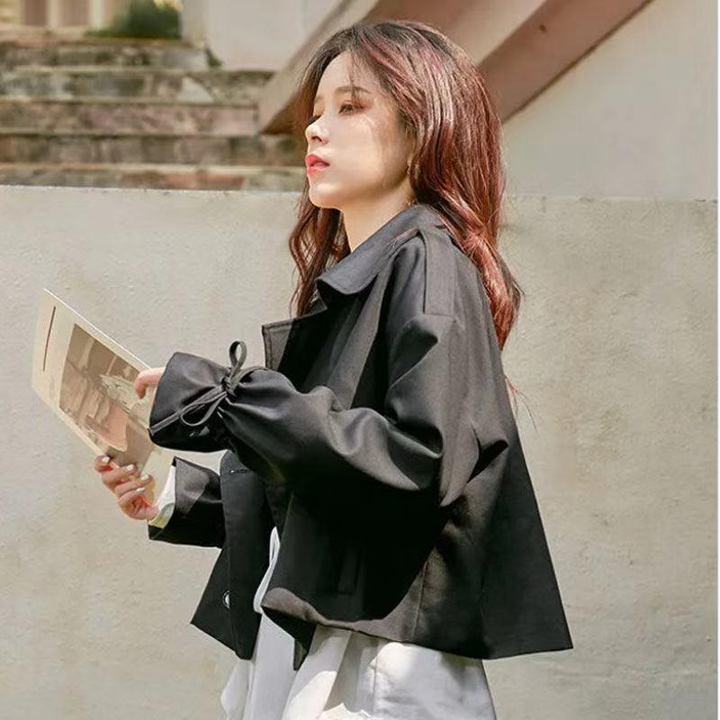 Korean Style Loose Fried Street Short Suit Trench Coat