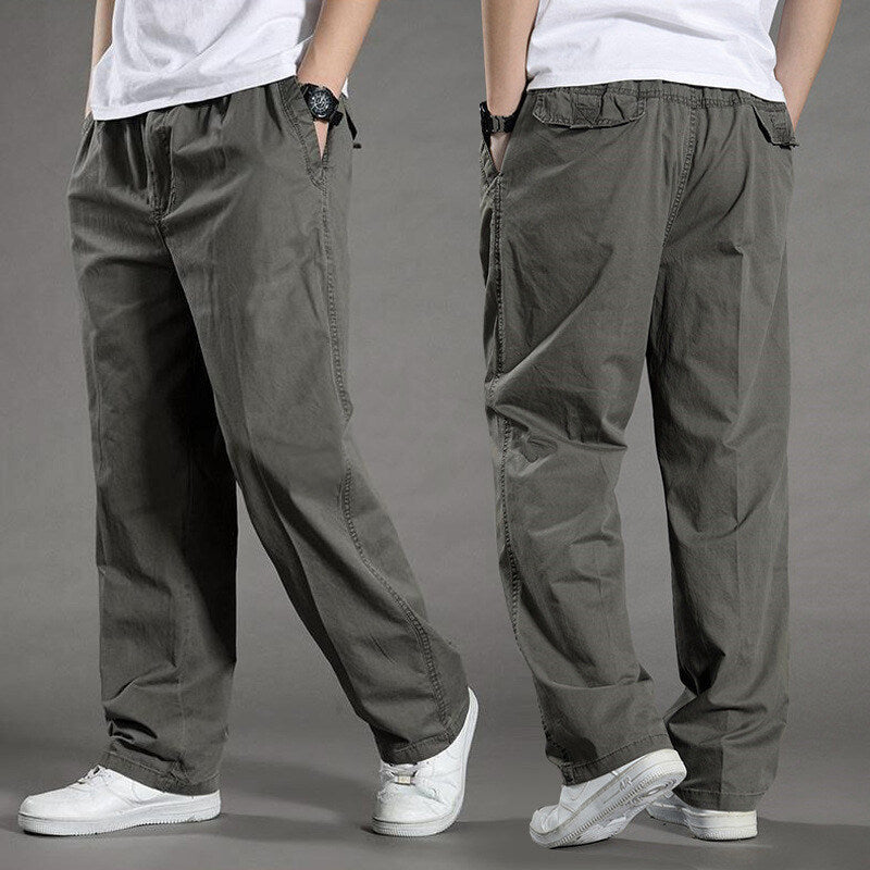 Men's Overalls Cotton Loose Casual Pants Straight Trousers