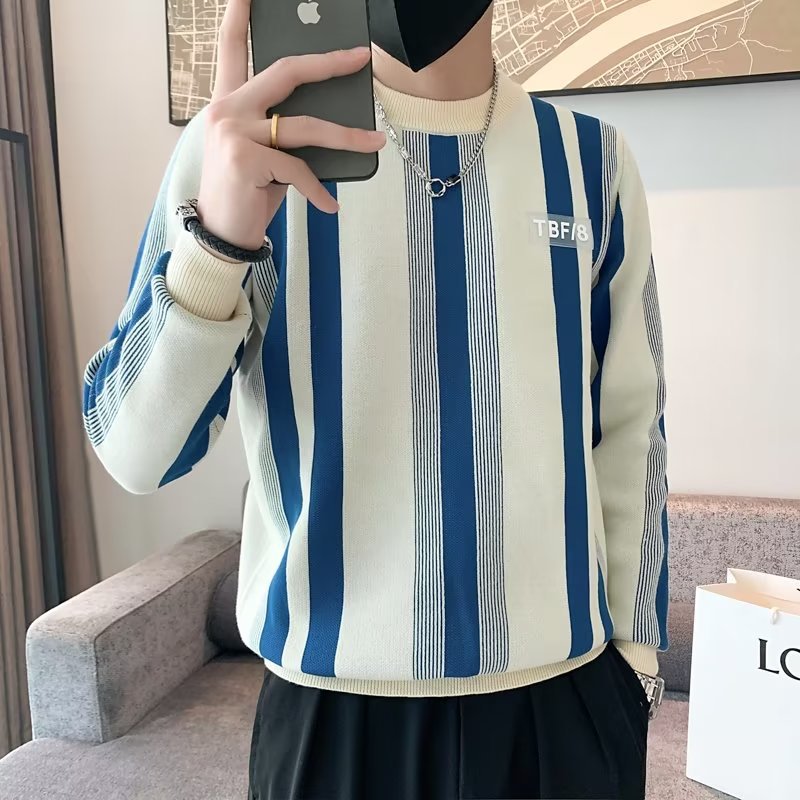 Contrast Color Sweater Striped Innerwear Knitwear Long-sleeved Top