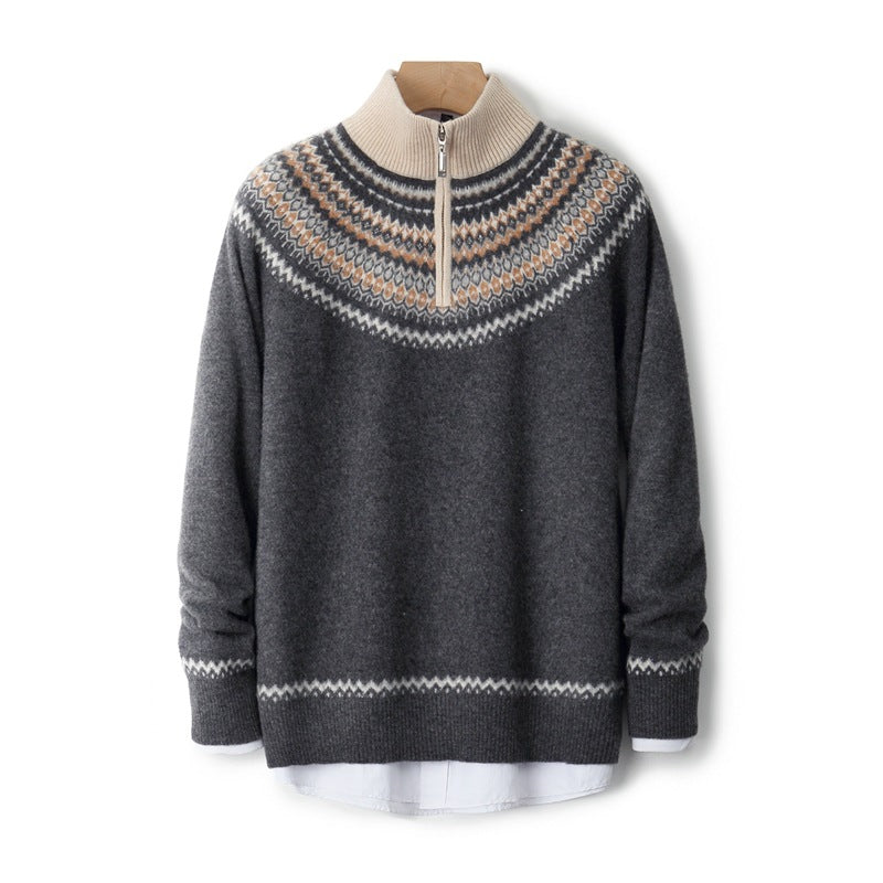 Autumn And Winter Thickening Sweater Stand Collar Outer Wear Casual Bottoming Shirt